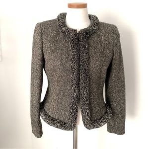 Miss V Valentino wool mohair vintage tweed blazer in black and brown size 42/8